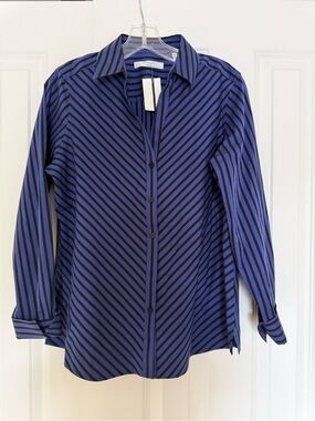 Foxcroft Navy and Black Striped Top